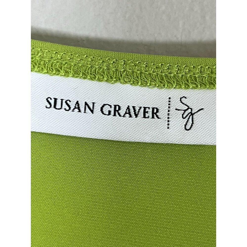 Susan Graver Liquid Knit Beaded Cardigan L Green Jeweled Resort Artsy Old Money - Picture 2 of 15